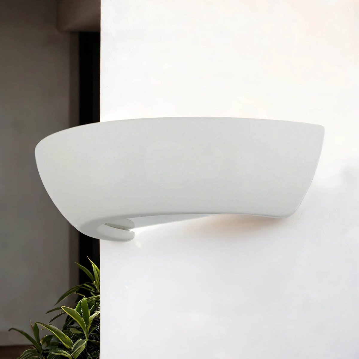 Wandlamp Gips Wit Indirect Licht Halve Schaal E27 Tijdloos