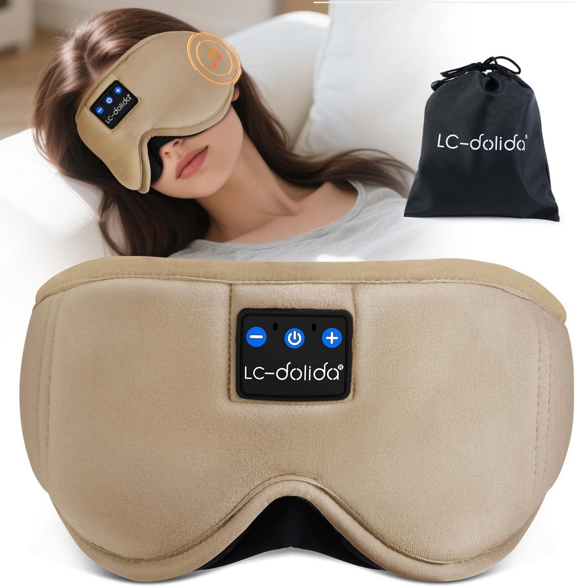 Slaapmasker Hoofdtelefoon - Oogmasker Muziek - Ontspannen Slapen - 200% Lichtblokkering - 15 Uur Speeltijd - Zwart