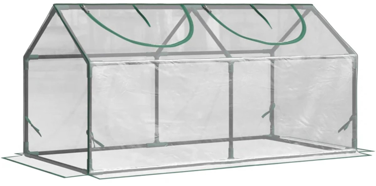 Mini Kas met Raam - Tunnelkas - PE-kas - Kweektunnel - Kweekkas - Kastunnel - Groentekas - Plantenhuis - Plantenteelt - Tomatenkas - voor Groenten, Bloemen, en Planten - Stalen Folie - 120 x 60 x 60 cm - PE-gaasfolie - Transparant