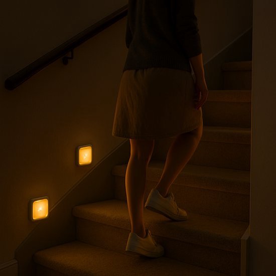 6 stuks LED Lamp met Bewegingssensor - Warm Wit - Nachtlamp op Batterij - Draadloos Sensor - Kastverlichting - Trapverlichting - Nachtlampje - Aluminium van Merkloos — afbeelding 3