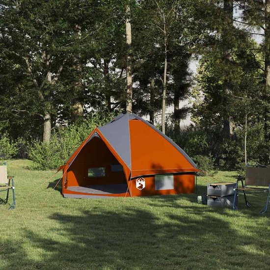 vidaXL - Teepee - Tent - voor - 4 - Personen - 4-persoons - Grijs - en - Oranje — afbeelding 5
