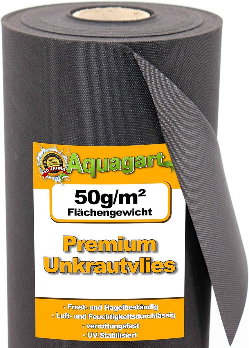 Onkruidvlies Mulchfolie 32m² 50gr/m² Zwart 1,6m Breed
