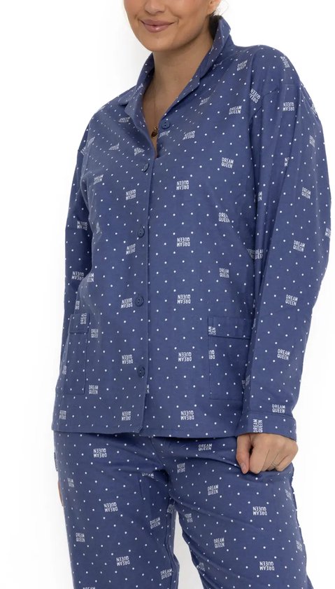 Lunatex - klassieke dames pyjama flanel 641976 - dream queen - roze - maat L