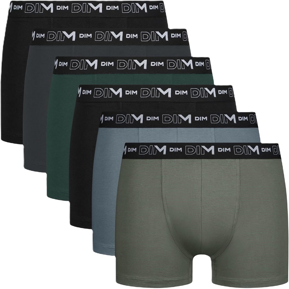 6-Pack Heren Boxershorts Katoen Stretchy met Comfortabele Tailleband - Zwart Grijs Groen