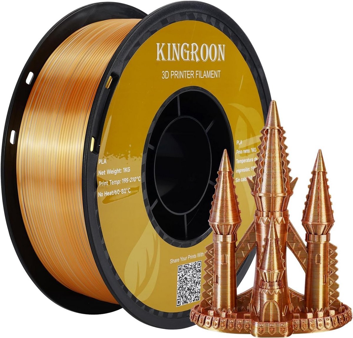 Zijden PLA Filament 1.75mm Drietalig Kleuren 3D Printer Materiaal 1kg