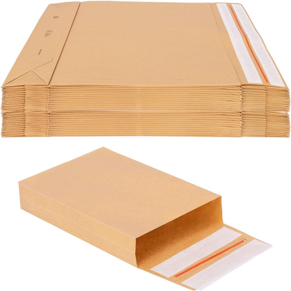 50 Blokbodem Vouwzakken 350x250x50mm - Verzendzakken met Dubbele Sluiting en Scheurstrip