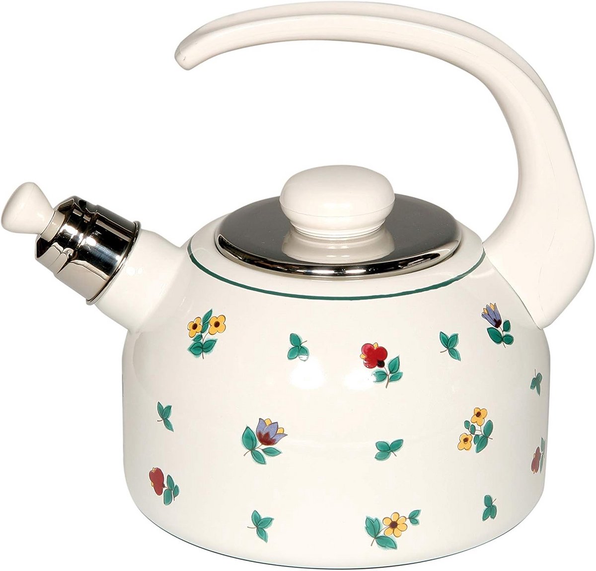 Fluitketel 2.0 L Emaille met Landelijk Bloemmotief