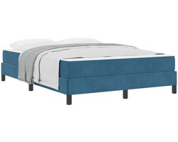 vidaXL - Boxspring - bed - met - matras - Donkerblauw - 140 - x - 200 - cm - Stof