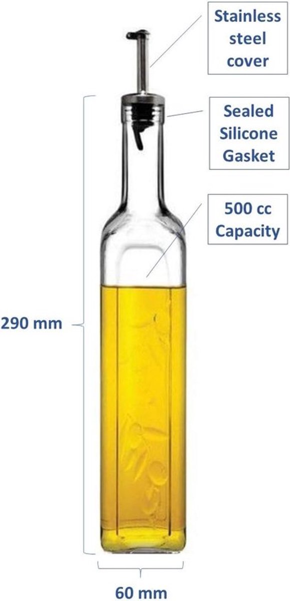 Candala 2 x olie 500 ml van gehard glas vaatwasmachinebestendig transparant