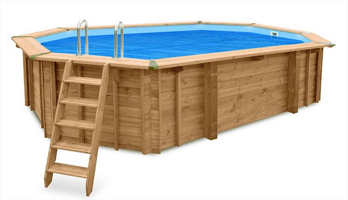 Interline houten zwembad „Bali“ 4,60 × 2,85 m × 1,36 m achthoekig ovaal – Basis Pakket