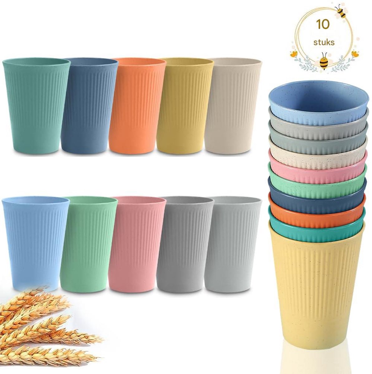 TuseRxln Kommetjes Met Verticale Strepen - Veelkleurig Set - 10 Stuks