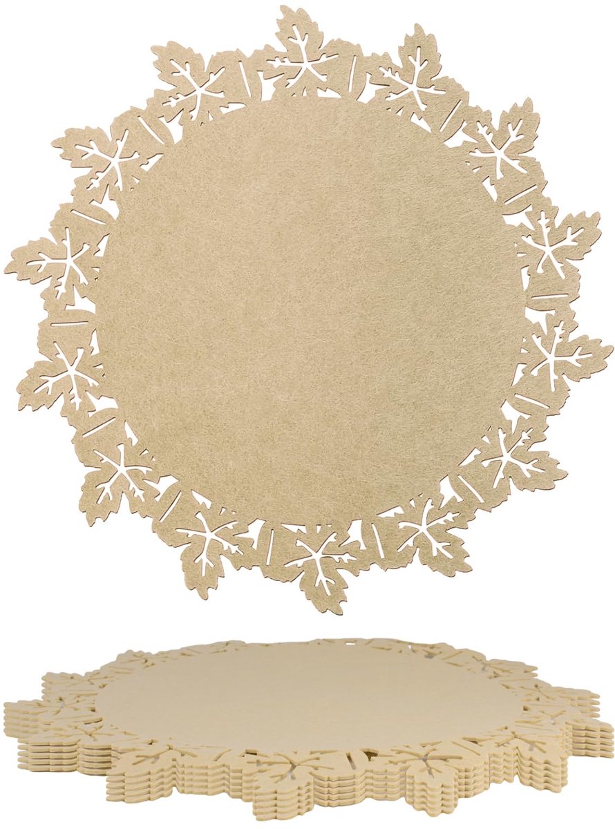 Vilten Placemats - Hitte- en Krasbestendig - 15 Inch Ronde Beige Onderzetters