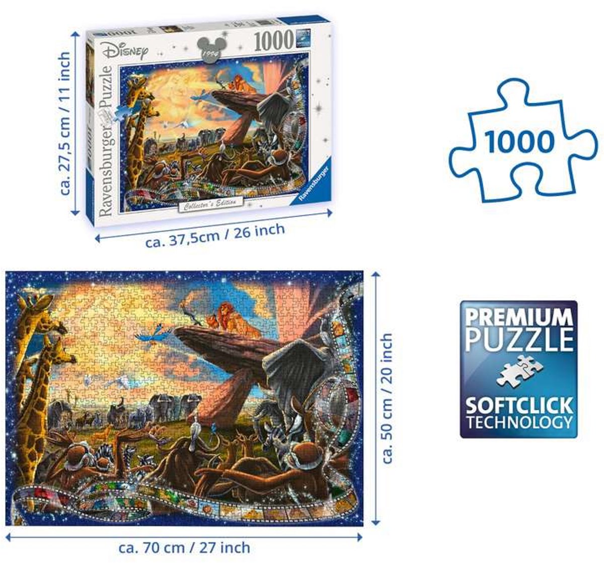 Ravensburger puzzel Disney The Lion King - Legpuzzel - 1000 stukjes — afbeelding 2
