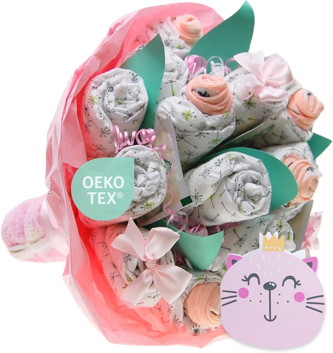 Luiertaart Boeket Roze Meisje - Origineel Kraamcadeau en Babyshower Geschenk
