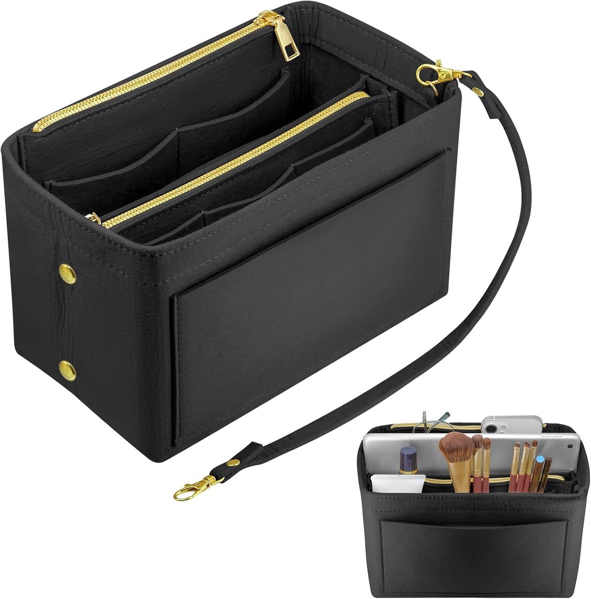 Kleine Vilt Organizer Tas voor Handtassen met Rits - Binnentas Organizer