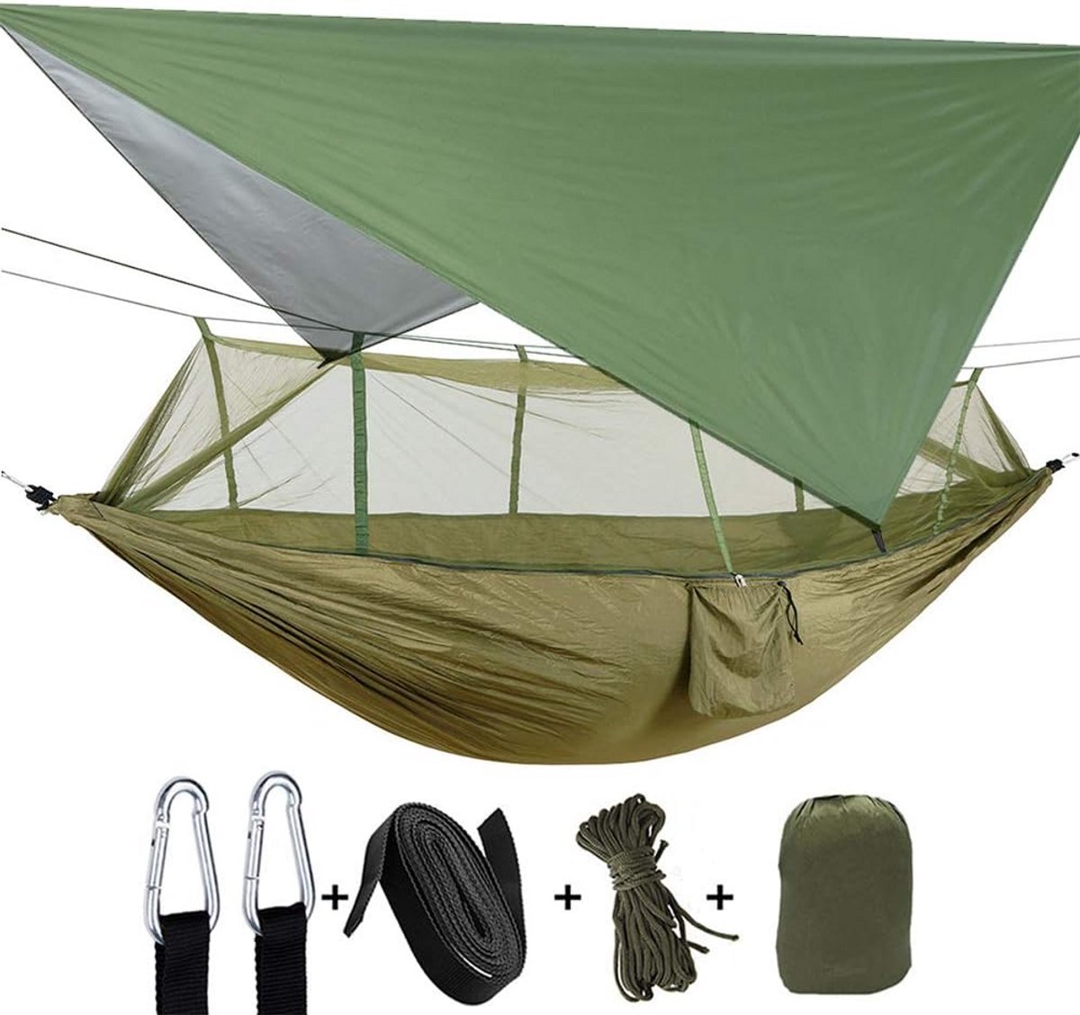 Grote Kampeerhangmat voor 2 Personen met Muggennet en Bivak - Waterdicht en Lichtgewicht Nylon