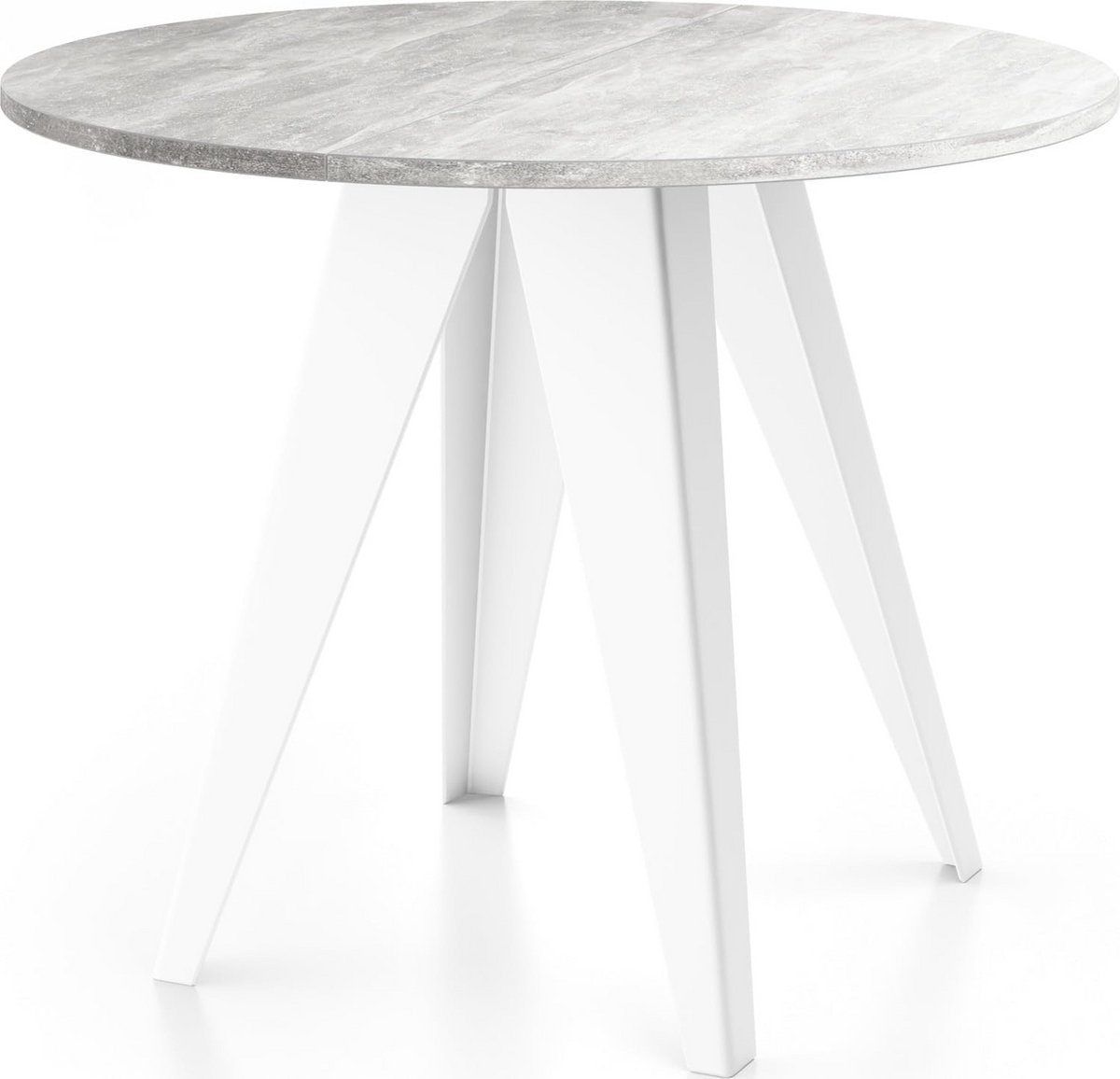 Ronde uittrekbare eettafel in industriële stijl met metalen poten