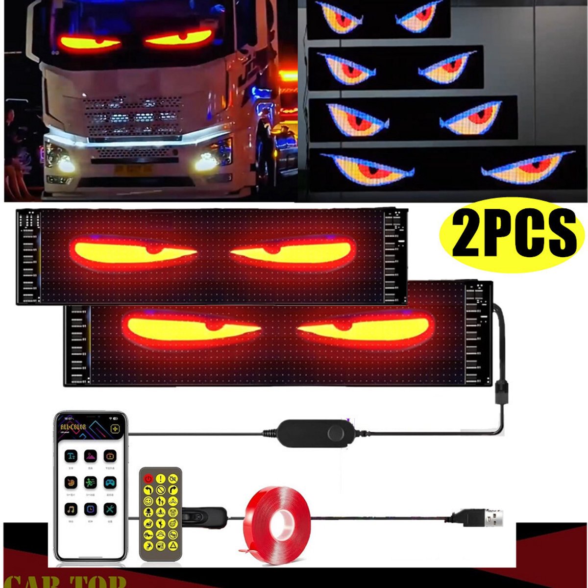 Fokelyi Voertuigverlichting-Led Scherm-Auto Led Scherm-2x Truck Devil's Eye Lamp-LED-scherm-Auto Ooglicht Vrachtwagen Dynamisch Licht