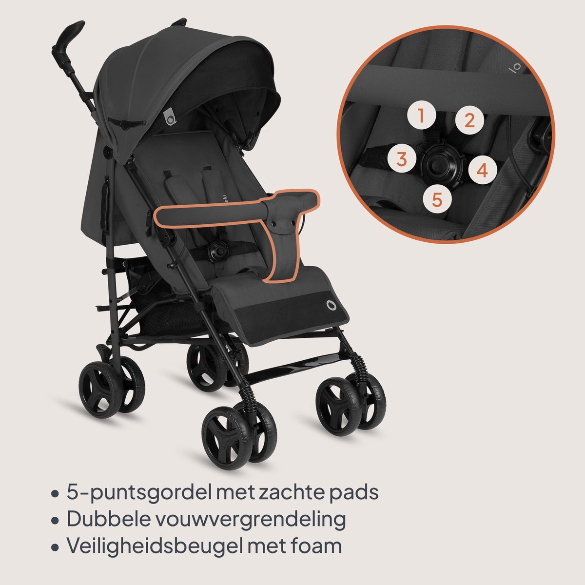 Lionelo Irma - Buggy - Wandelwagen- Lichte 7kg - tot 15 kg - Geveerde wielen - 360° - tot 5 jaar - Opbergmand - Verstelbare handgreep - Snel inklapsysteem - Compact formaat – foto 2