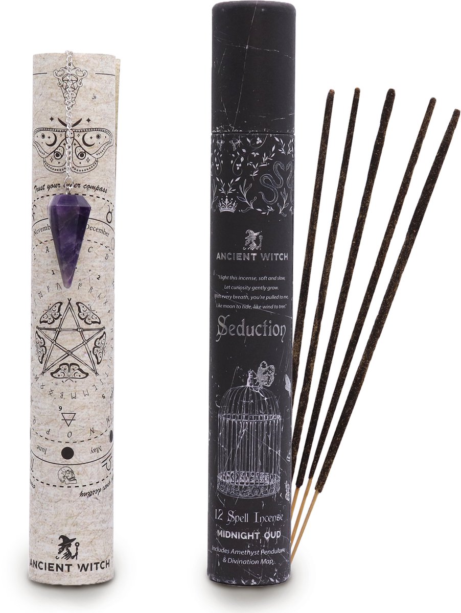 Ancient Witch Spell Incense - Seduction - Amethyst Pendulum