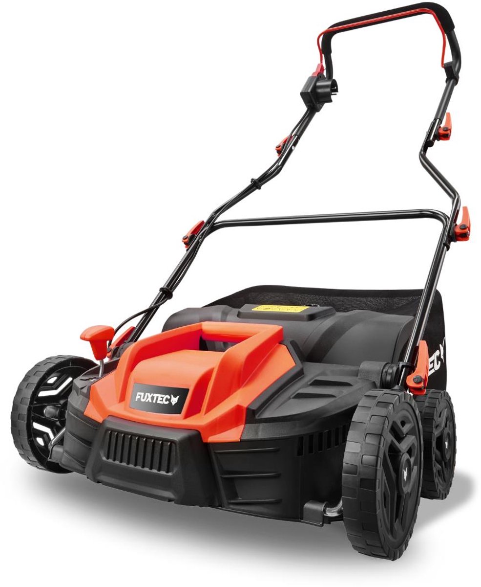 Fx-ev360 Fuxtec elektrische verticuteerder, 1500 W, 36 cm breed, 5 diepteniveaus, 45 l opvangbak, grasbeluchter