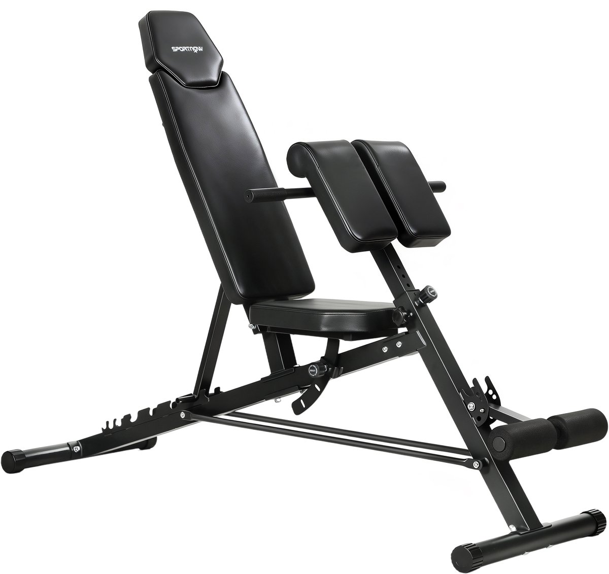 Sportnow Halterbank-Staal, Kunstleer-180L x 68,5B x 93,5H cm-Zwart