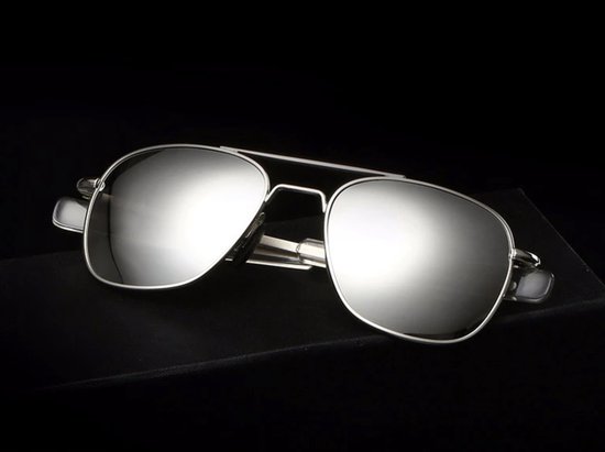 KIMU Zonnebril Pilotenbril American Heren - Zilver Montuur - Zilveren Spiegelglazen - Optical Legend Colonel Caravan Carnaval van Merkloos — afbeelding 4