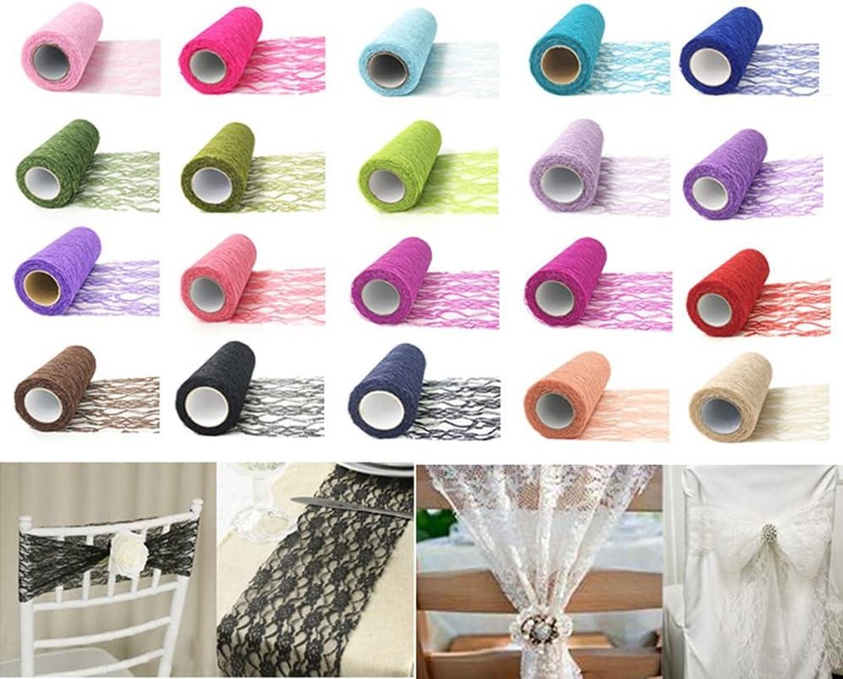 Allecto- Tafeldecoratie - Bruiloft - Stijlvol - Blauw - Eettafel - Decoratie - Geschikt voor diverse gelegenheden - 15 cm x 22 m - Tafelloper, tafelband, tafelkleed, keuken, communie, Kerstmis, herfst, bruid en baby, douche, tabletop