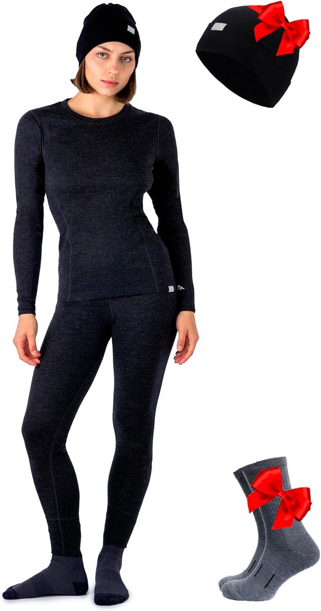 Merinowol thermokleding set dames – Basislaag met lange mouwen en lange broek Merinowol thermokleding set dames – Basislaag met lange mouwen en lange broek