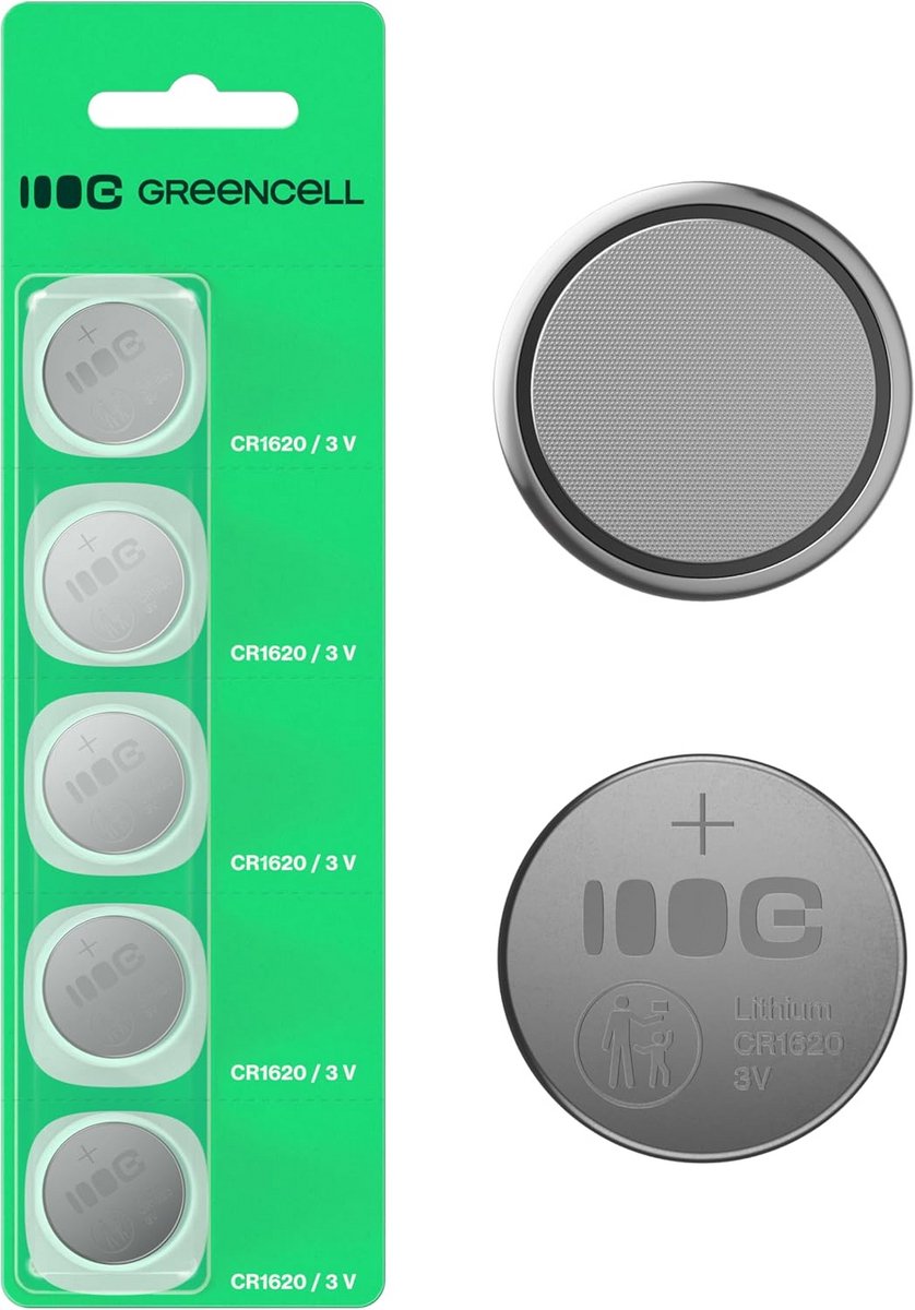 5 stuks CR1620 Knoopcelbatterijen 3V Lithium voor Autosleutels en Elektronica