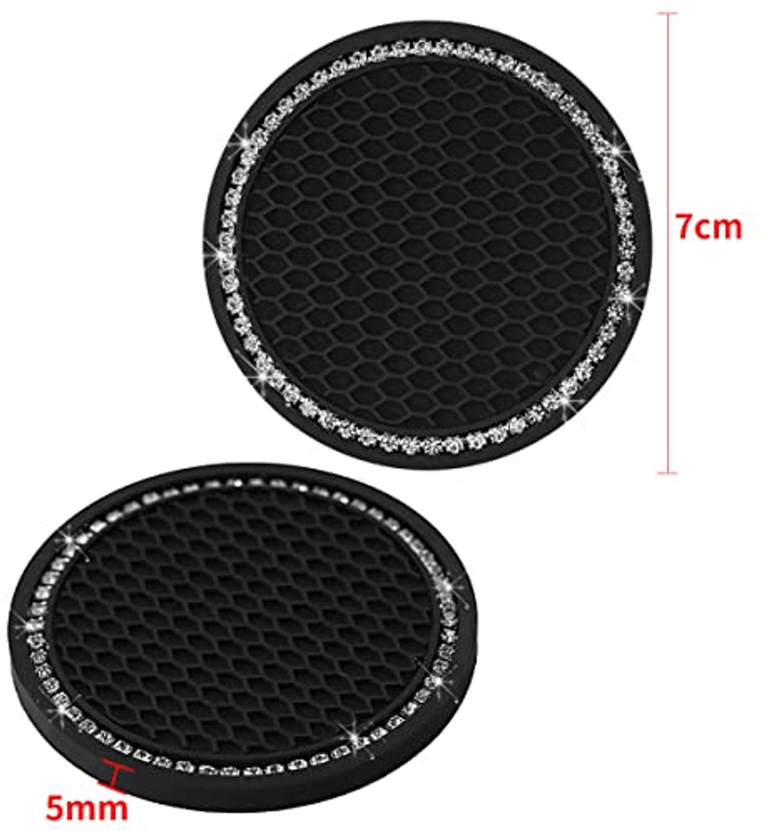 4 STKS Universele Voertuig Bling Bekerhouder Insert Coaster Auto Interieur Accessoires 7 cm Siliconen Antislip Kristal Strass Auto Onderzetter (Wit)