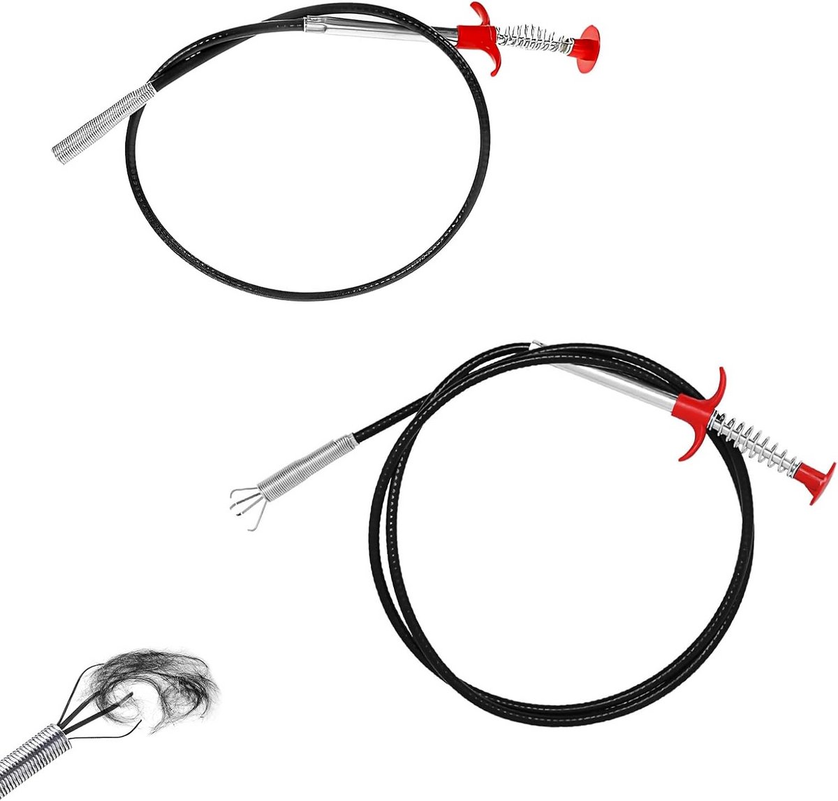Set van 2 Flexibele Afvoergrijpers - 90 cm en 200 cm - Verstopte Afvoer Reinigen