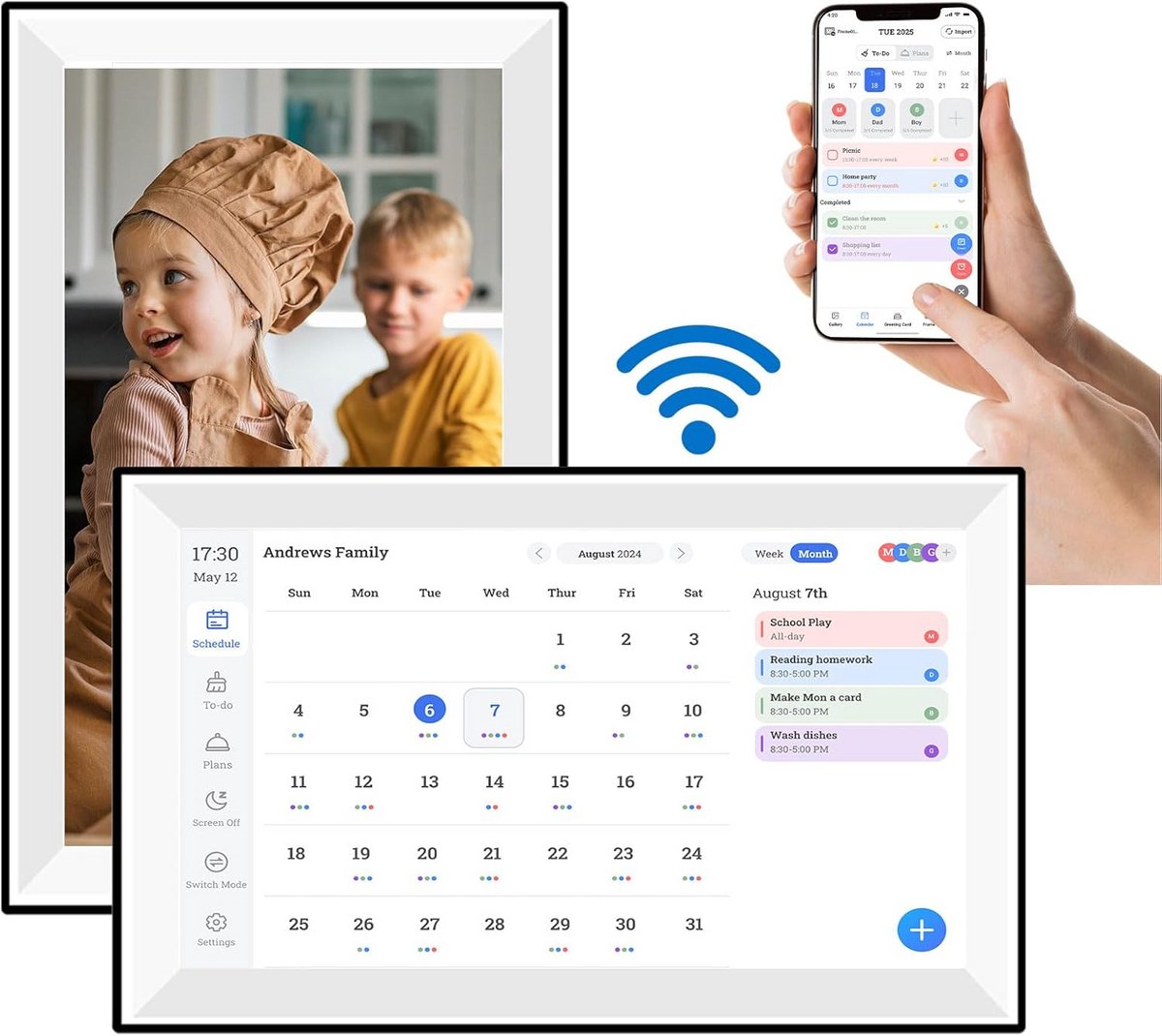 Slimme Digitale Kalender 10,1 Inch met WiFi en App-bediening voor Gezinsplanning