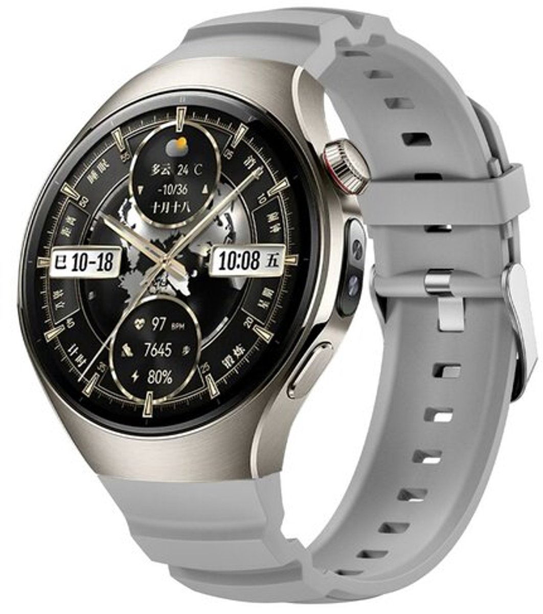 By Qubix - Contour siliconen band 'True Fit' - Grijs - geschikt voor Huawei Watch 5 - 42mm