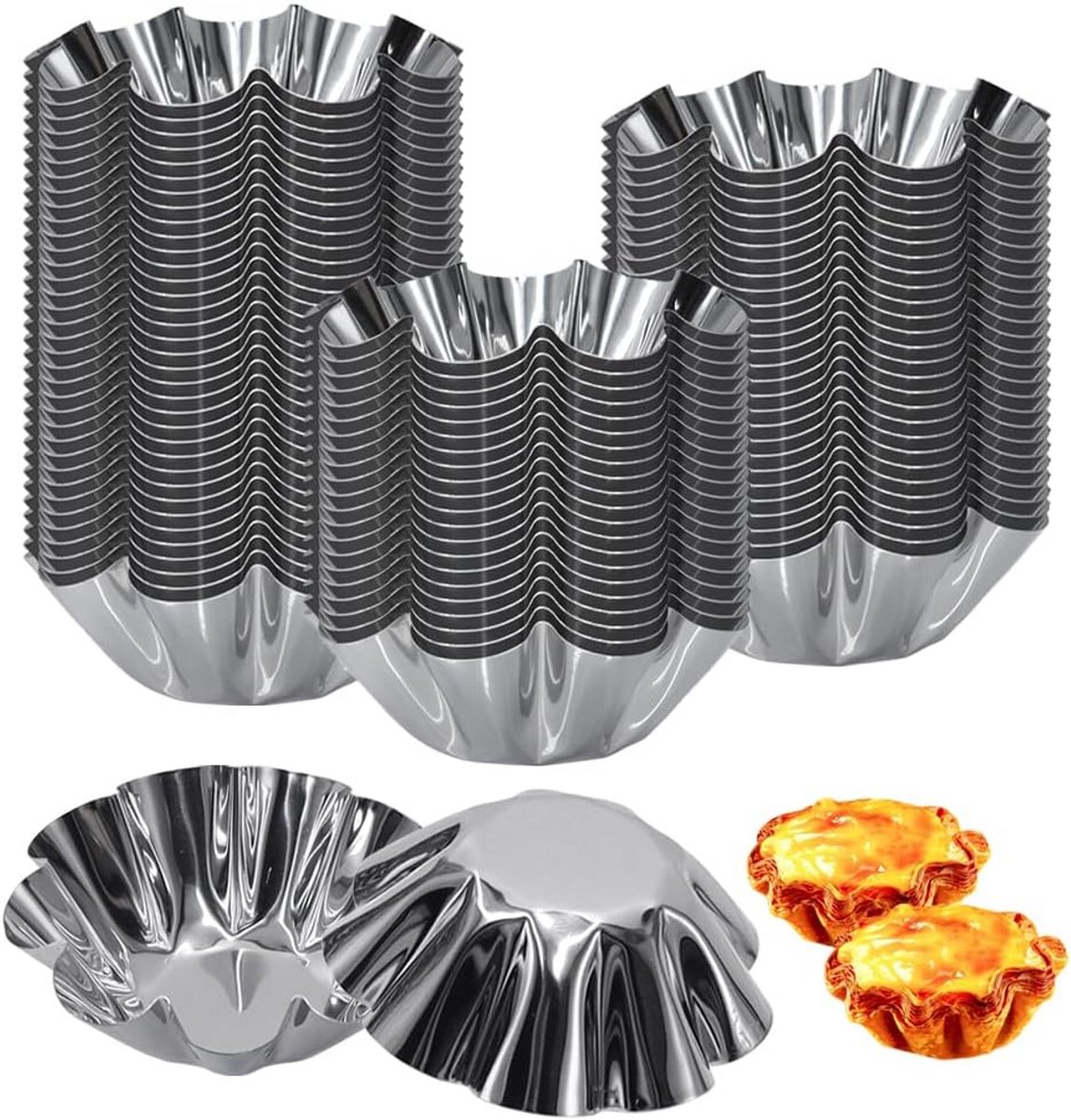 30 Stuks Mini Muffin- en Cupcakevormpjes RVS Non-Stick