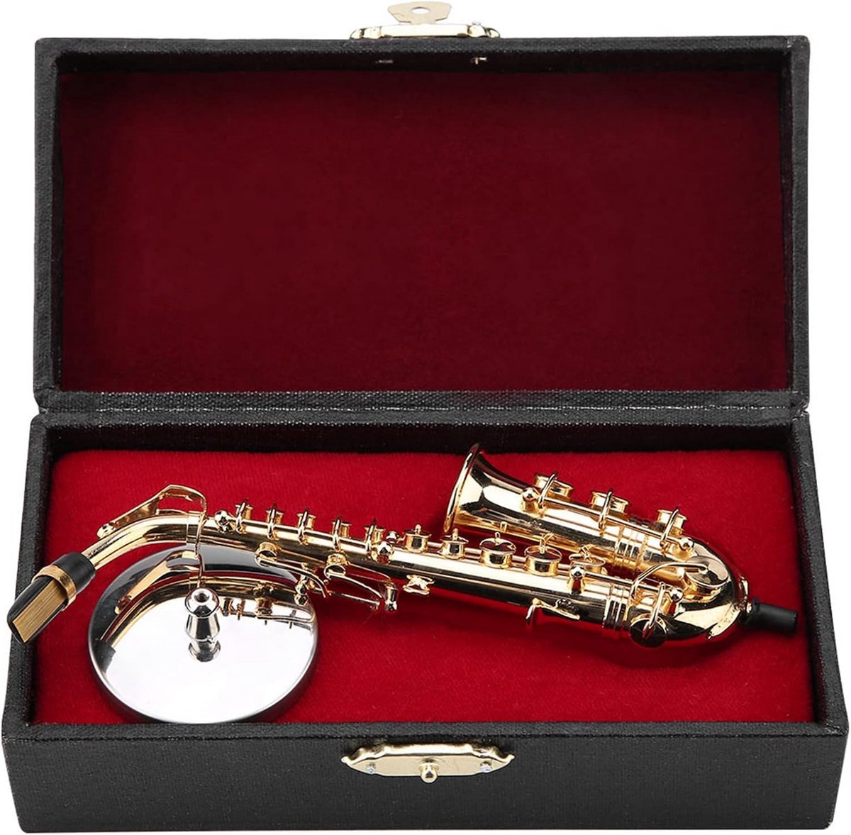 Miniatuur Saxofoon Model Ornament met Standaard en Koffer
