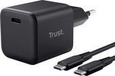 Trust Maxo 65W USB-C GaN Oplader - Ook voor 45W Laptops - Compacte Snellader voor Laptop, Tablet en Smartphone - 2m Kabel - Zwart