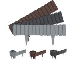 8 Stuks Tuinkanten Kunststof (totale lengte 4,6m) Houtlook Tuinborders Imitatie Tuinhek Bruin Beetrand met 10cm Pennen Houtnerving Maaikant Borderrand voor Tuin/Perk/ Gazon , NAIZY