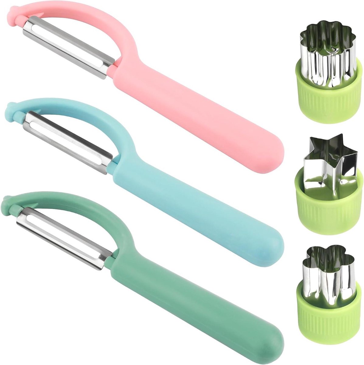 Dunschiller, groenteschiller, fruitschillerset, koekjessnijders - set van 3 stuks