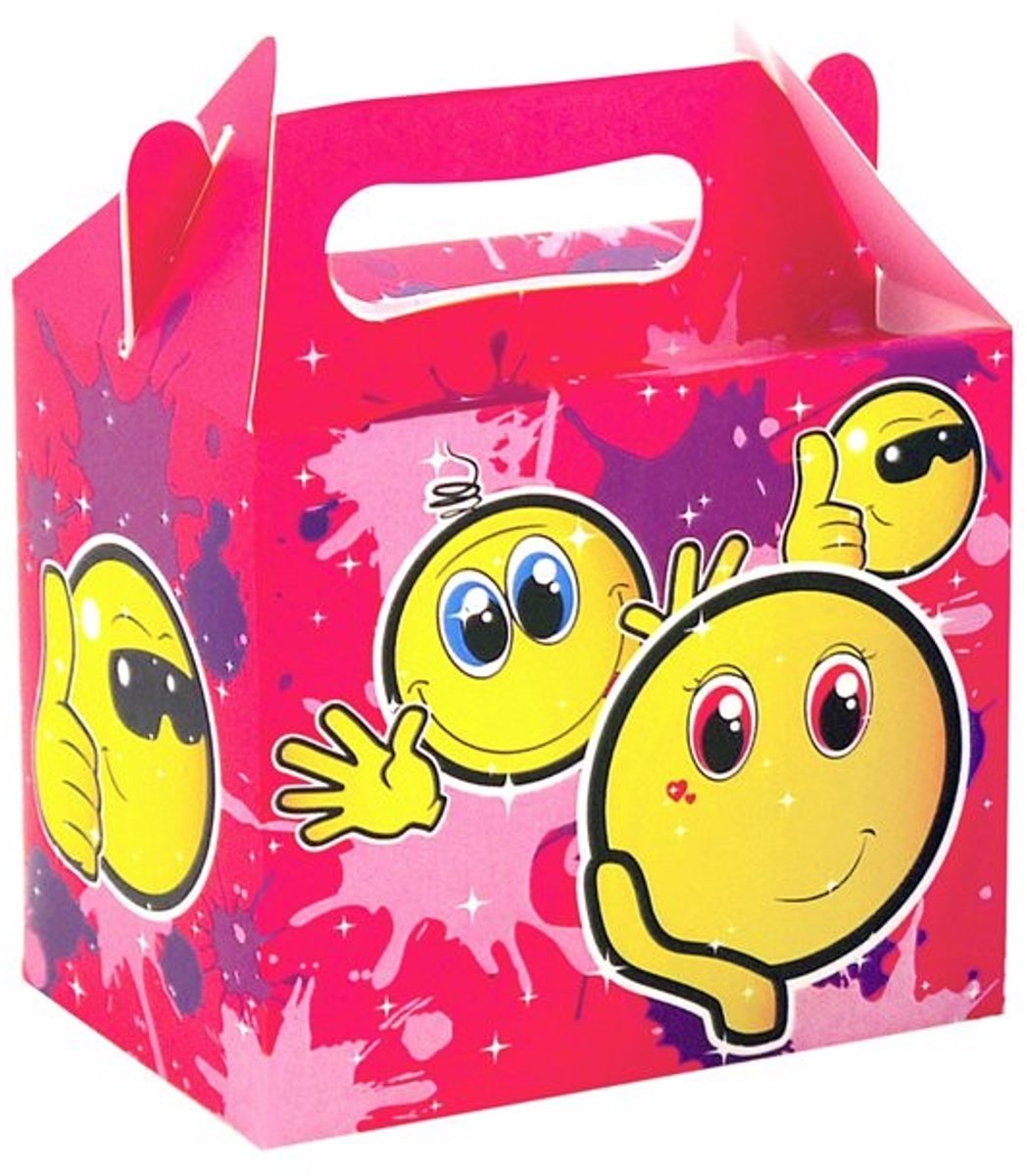 6x Smiley party box menu doosjes 18x14 cm