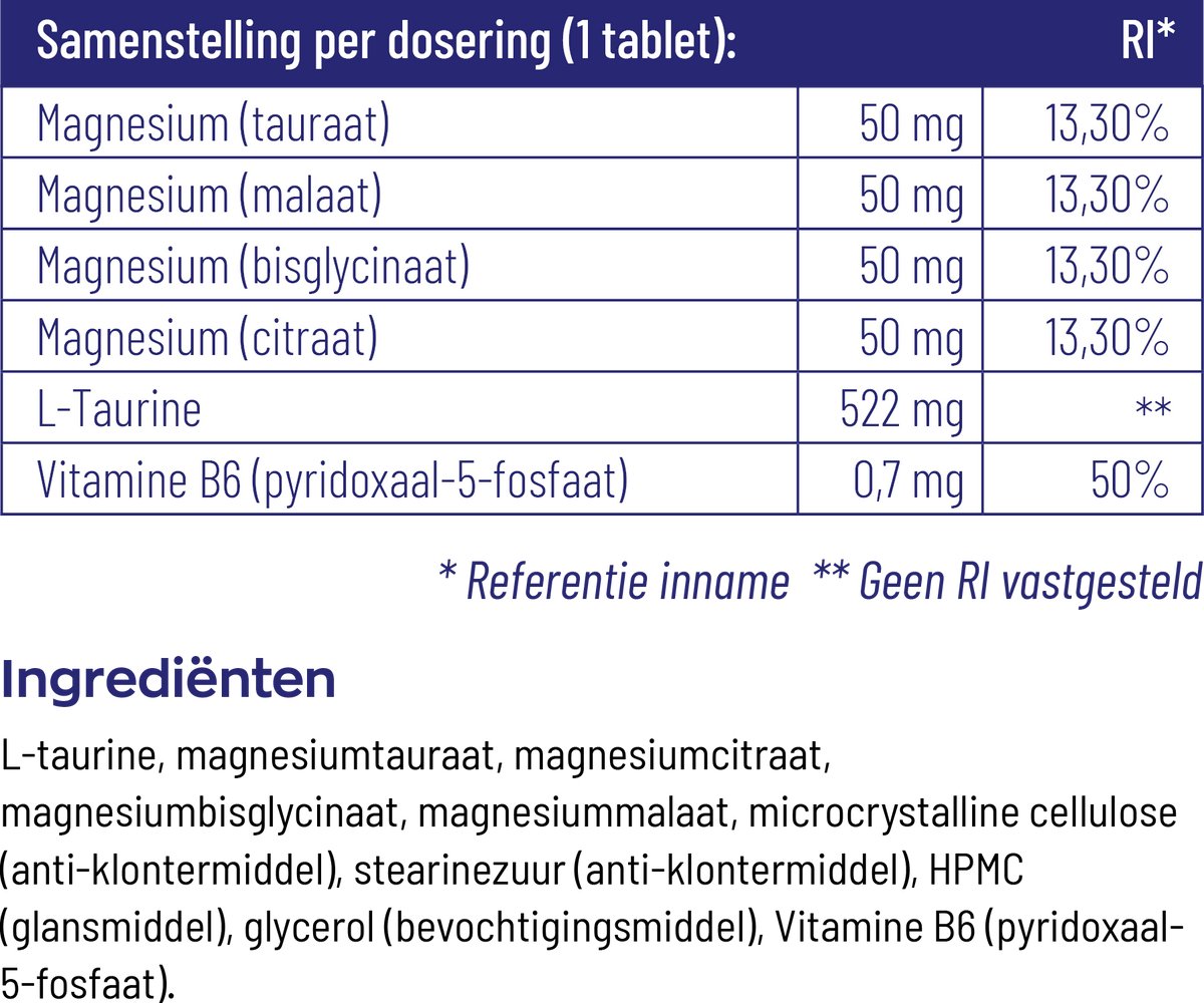 Vitakruid Magnesium 200 Complex Tauraat Malaat Bisglycinaat 180 Tabletten — afbeelding 7