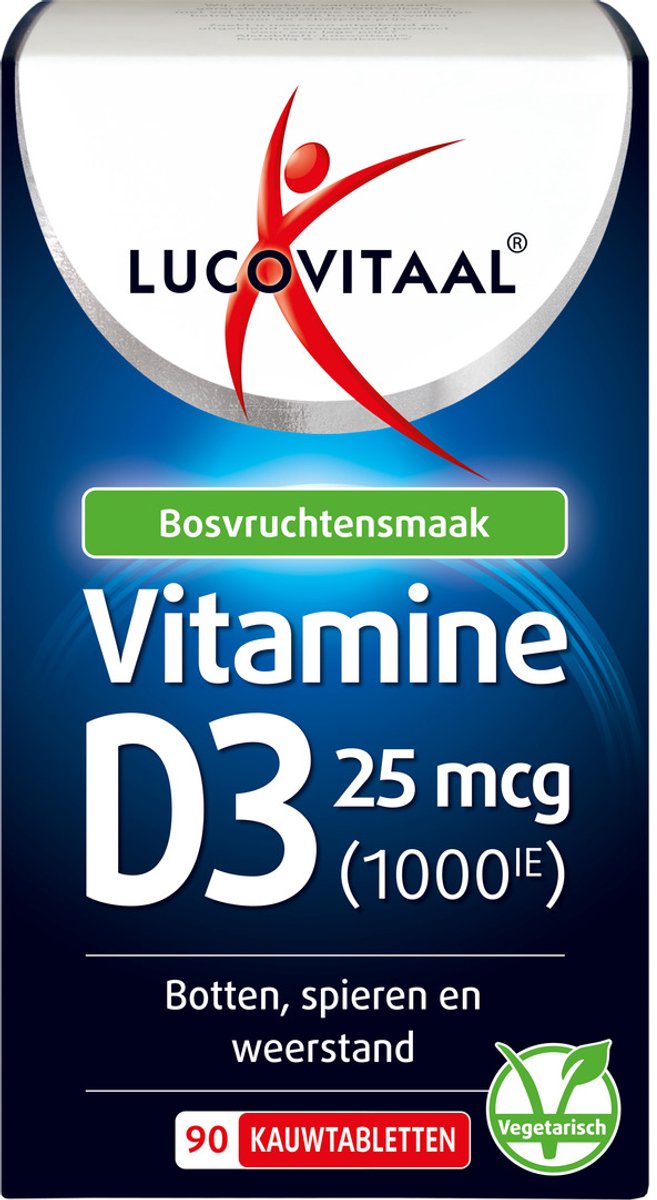 Lucovitaal Voedingssupplementen Capsules Vitamine D3 25mcg Bosvruchtensmaak 90Tabletten