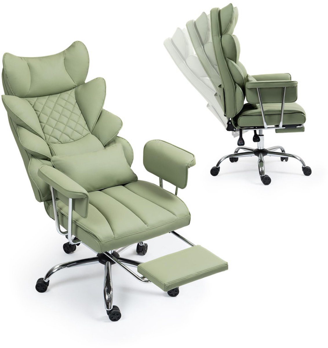 Comfortabele Ergonomische Bureaustoel met Voetensteun Groen - Comfortabele - €151,00