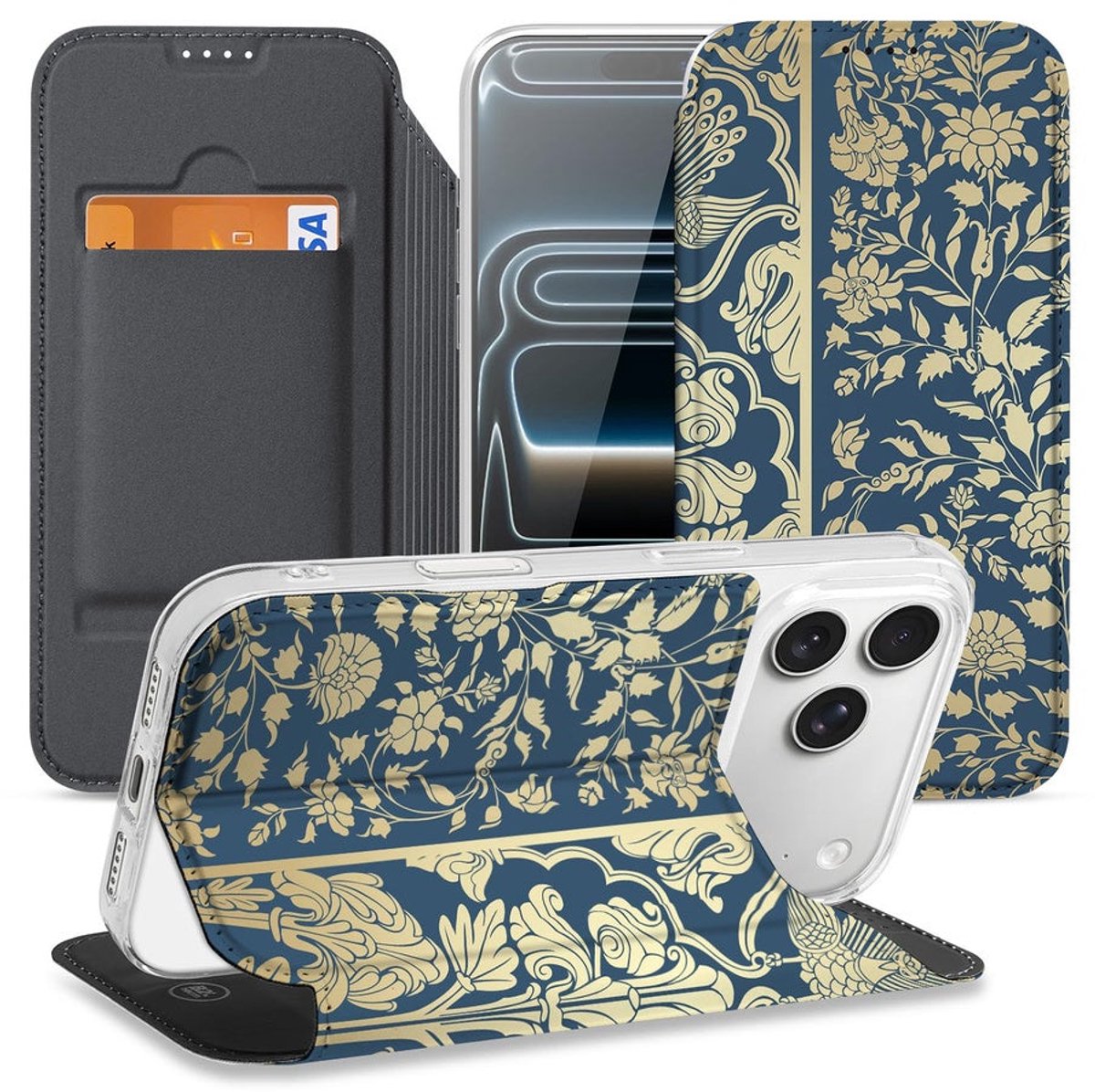 iPhone 17 Pro Book Case Beige Flowers