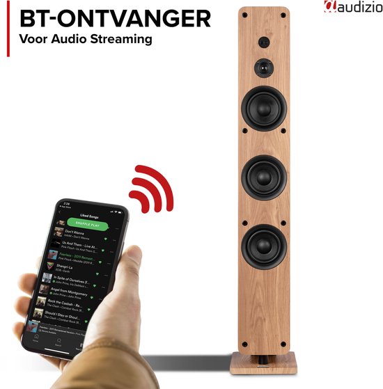 Audizio Arco HiFi speaker - Vloerstaande speaker - Tower speaker met 4 inch woofers - 160W - Houtlook — afbeelding 4