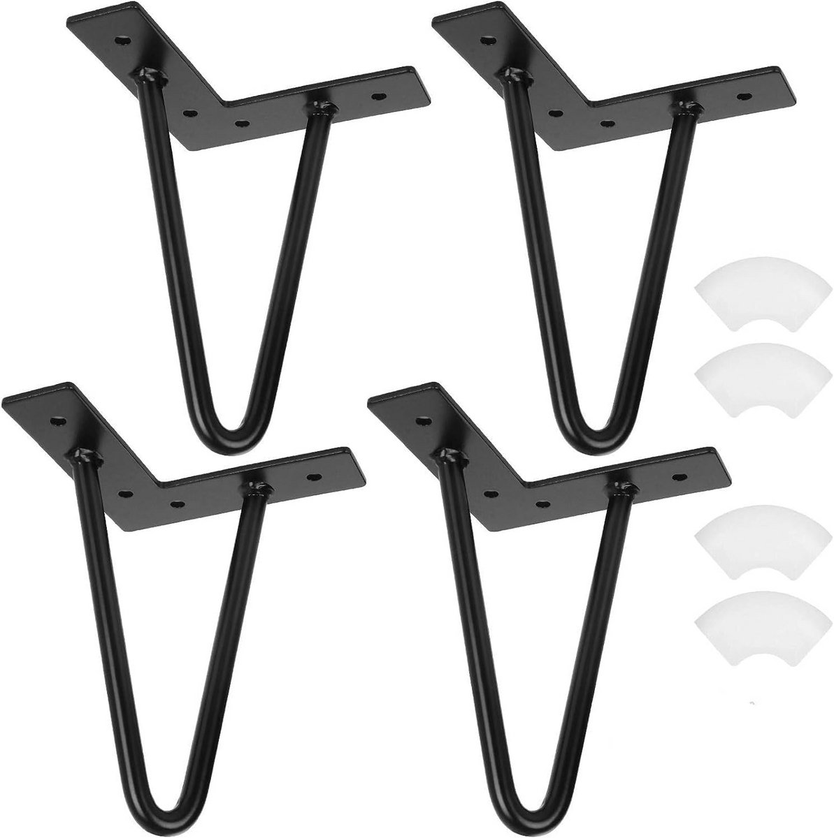 Set van 4 Industriële Salontafelpoten Zwart Metaal 10 cm Hairpin Legs
