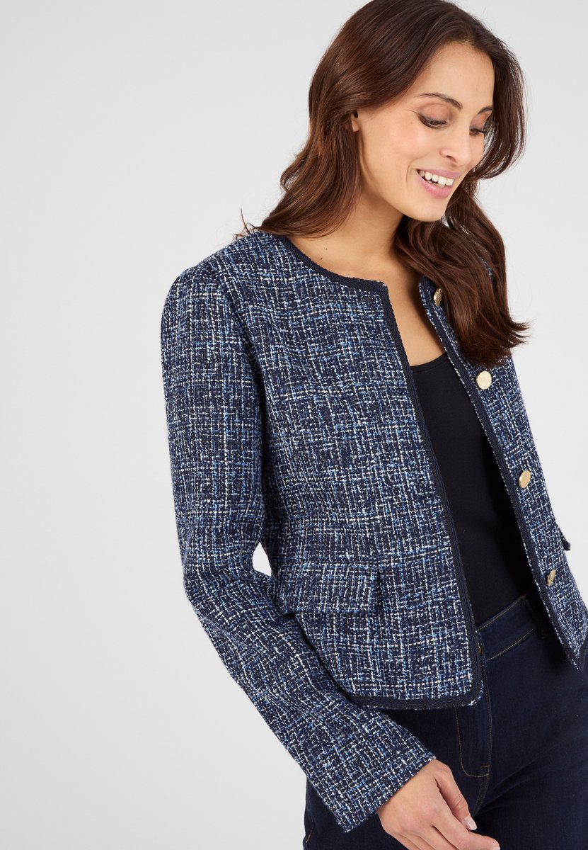Damart - Vest tweed effect mooie biezen - Dames - Blauw - 40