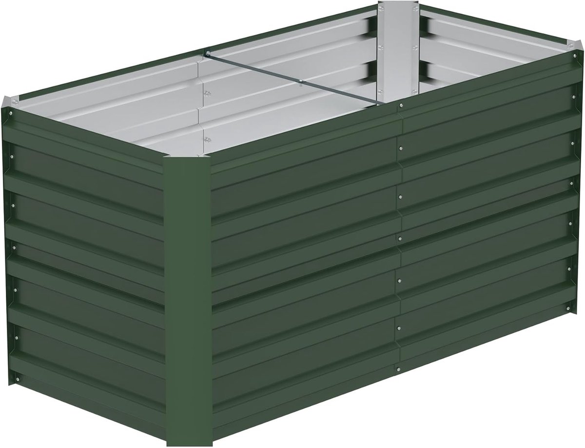 120x60x58cm Groen Metalen Bloempot voor Verhoogde Bloembedden, 435L Verzinkt Staal, Rechthoekig Plantenbed om Zelf te Bouwen, Outdoor Plantenbak voor Groenten/Bloemen/Fruit/Kruiden, NAIZY