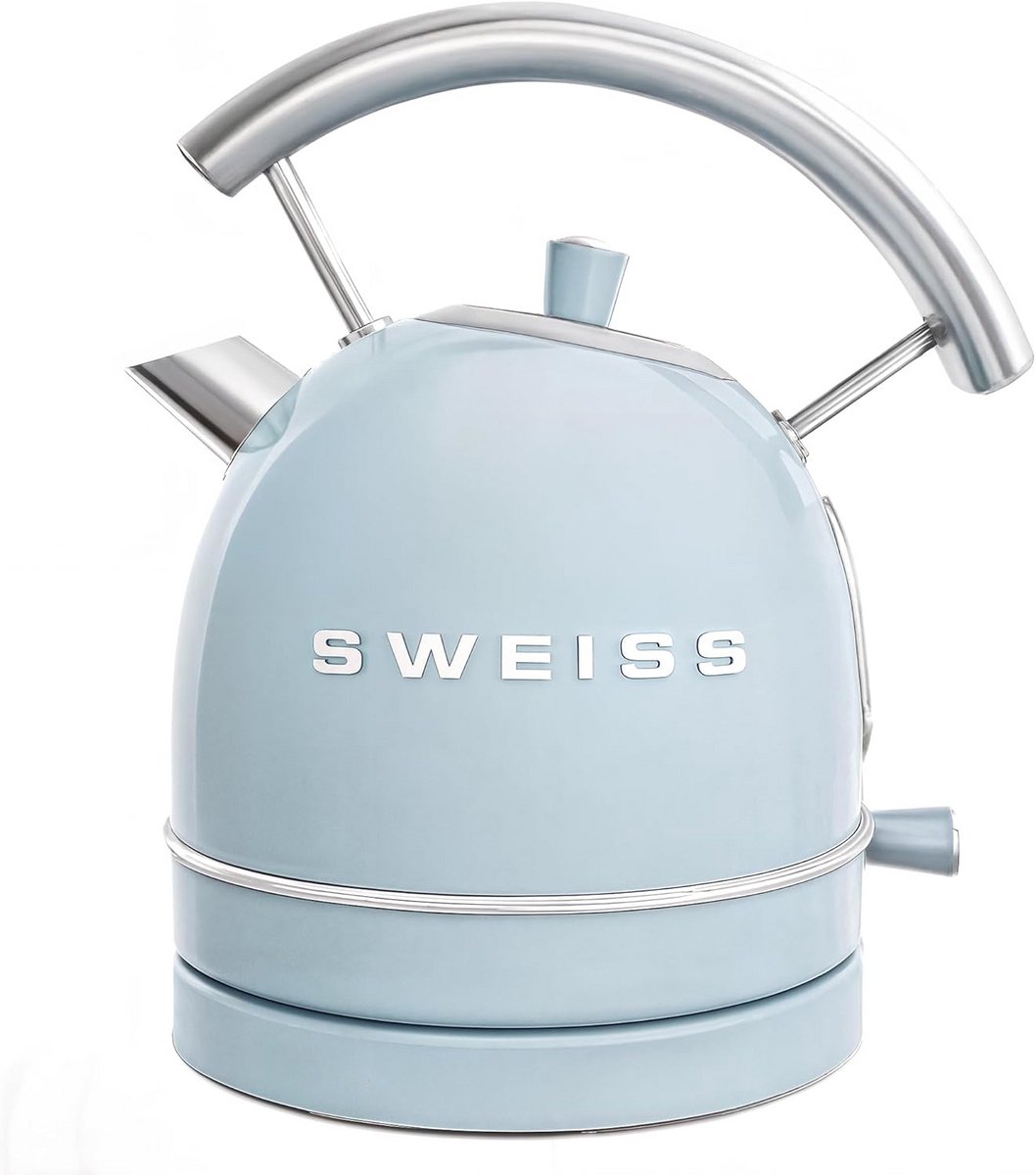 Vintage Elektrische Waterkoker RVS 1.8L Snel Koken 2200W Blauw