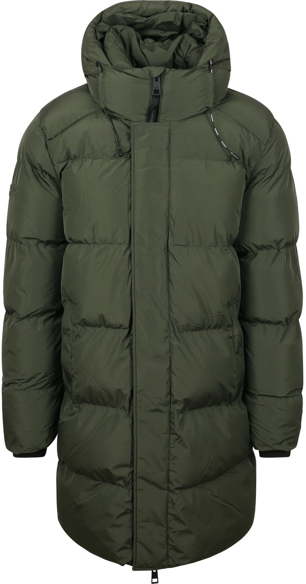 Superdry Lange Pufferjas Hooded Mosgroen – Heren Gewatteerde jassen